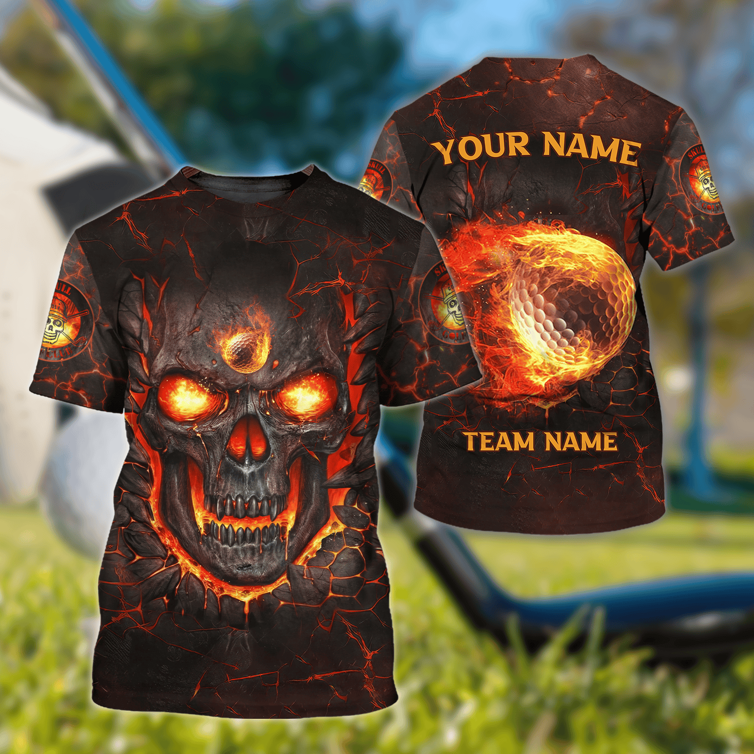 Custom Flaming Skull Men's Golf Polo Shirt, Golfing Apparel, Gift For Golfers SH818