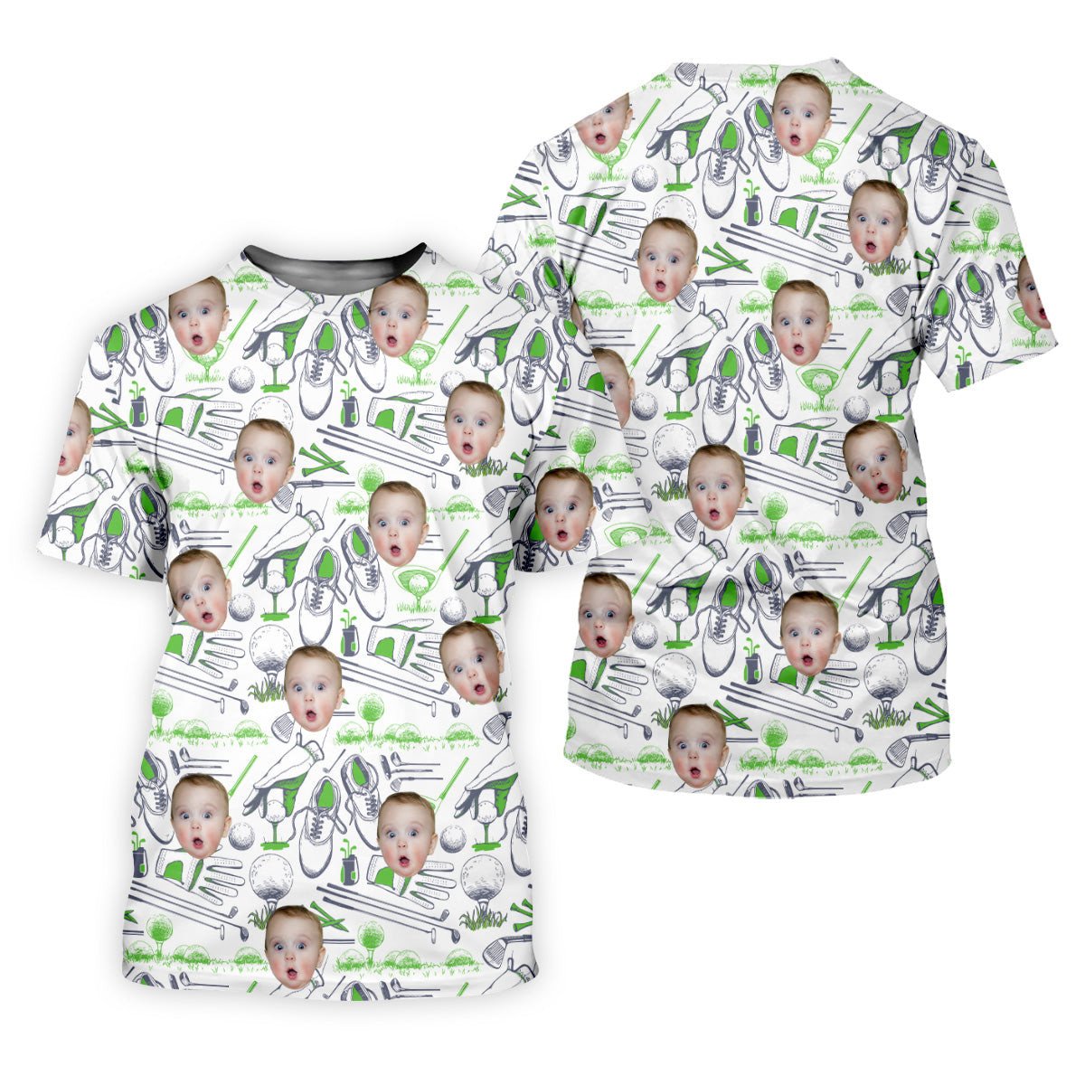 Custom Face Kids Photo Men's Golf Polo Shirt, Gifts For The Golfing Dad, Christmas Golf Gift SH818