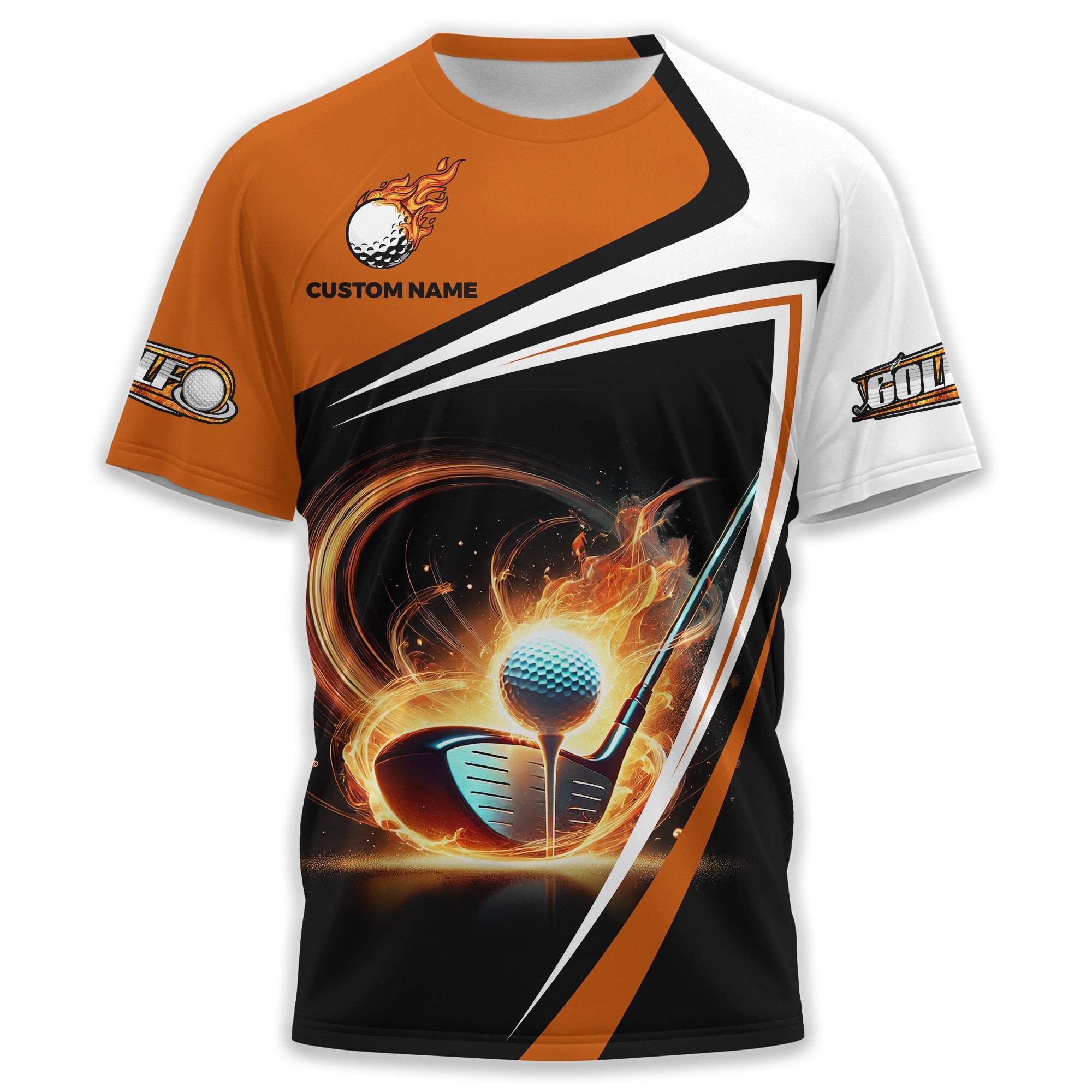 Golf Ball Fire Custom Name Men's Golf Polo Shirt, Golfing Apparel, Gift For Golfer SH818