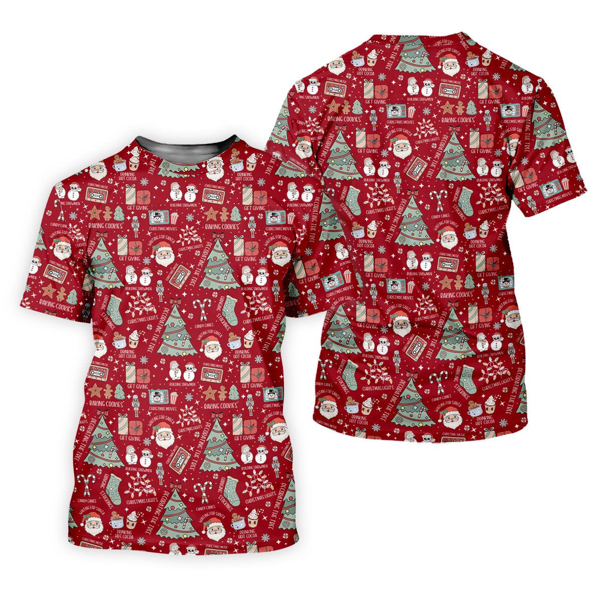 Cute Santa Claus Gift Red Women's Golf Tops, Christmas Golf Shirt, Golf Gift For Ladies SH818