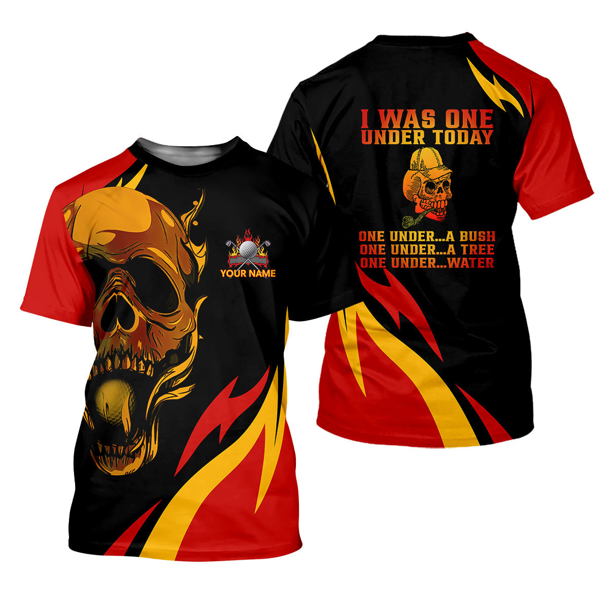 Custom Fire Skull Men's Golf Polo Shirt, Mens Golf Gift, Funny Golf Shirt SH818