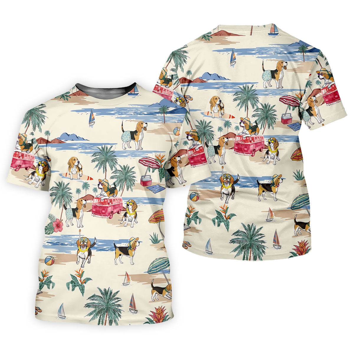Cute Beagle Beach Vacation Tropical Golf Polo Shirt, Hawaiian Golf Shirt, Golf Shirts For Men SH818