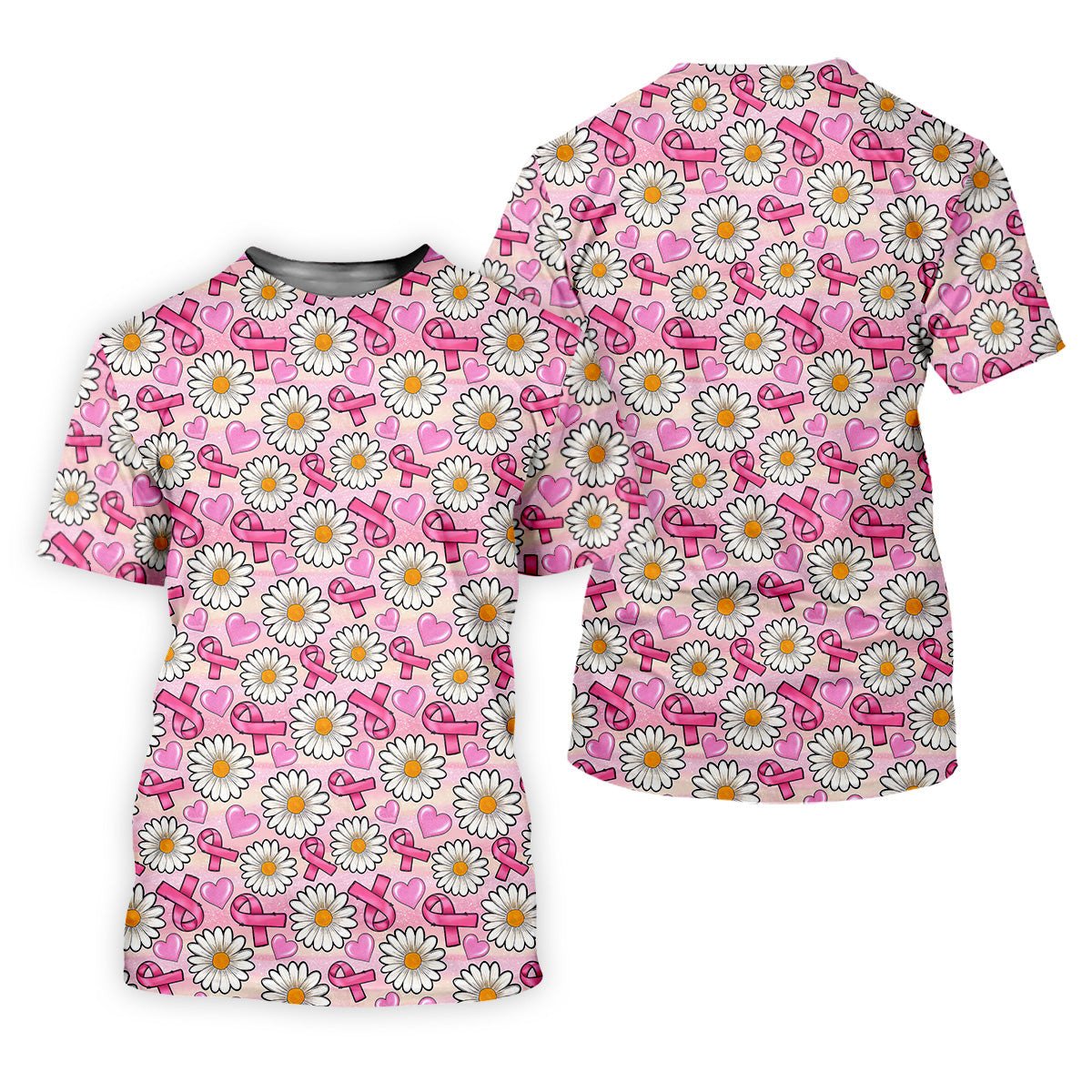 Daisy Pink Breast Cancer Golf Shirt, Mens Golf Polo Shirts, White Polo Shirt Mens, Golfing Apparel SH818