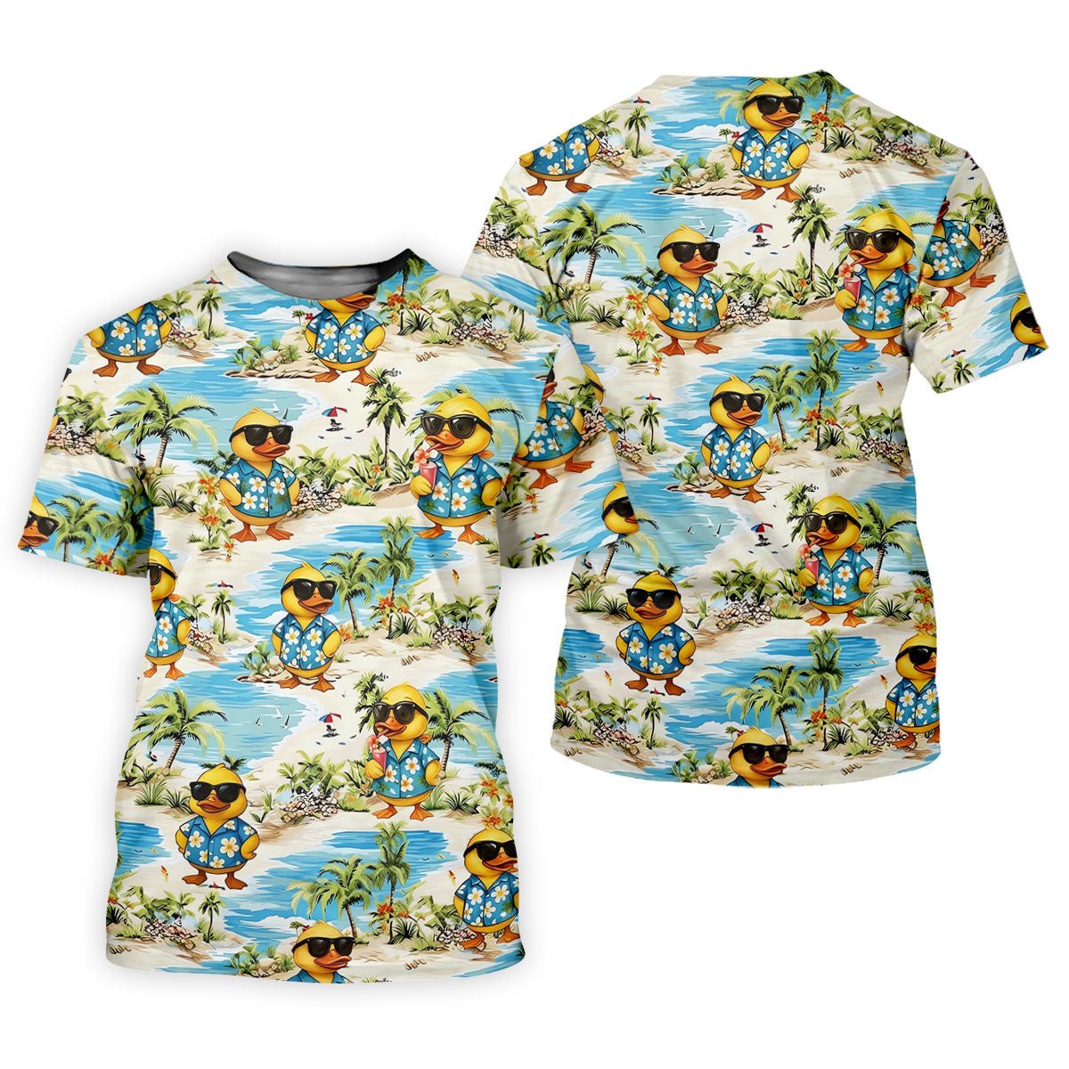 Cute Funny Duck Hawaiian Golf Shirt, Beach Theme Men's Golf Shirt, Polo Shirts For Men SH818