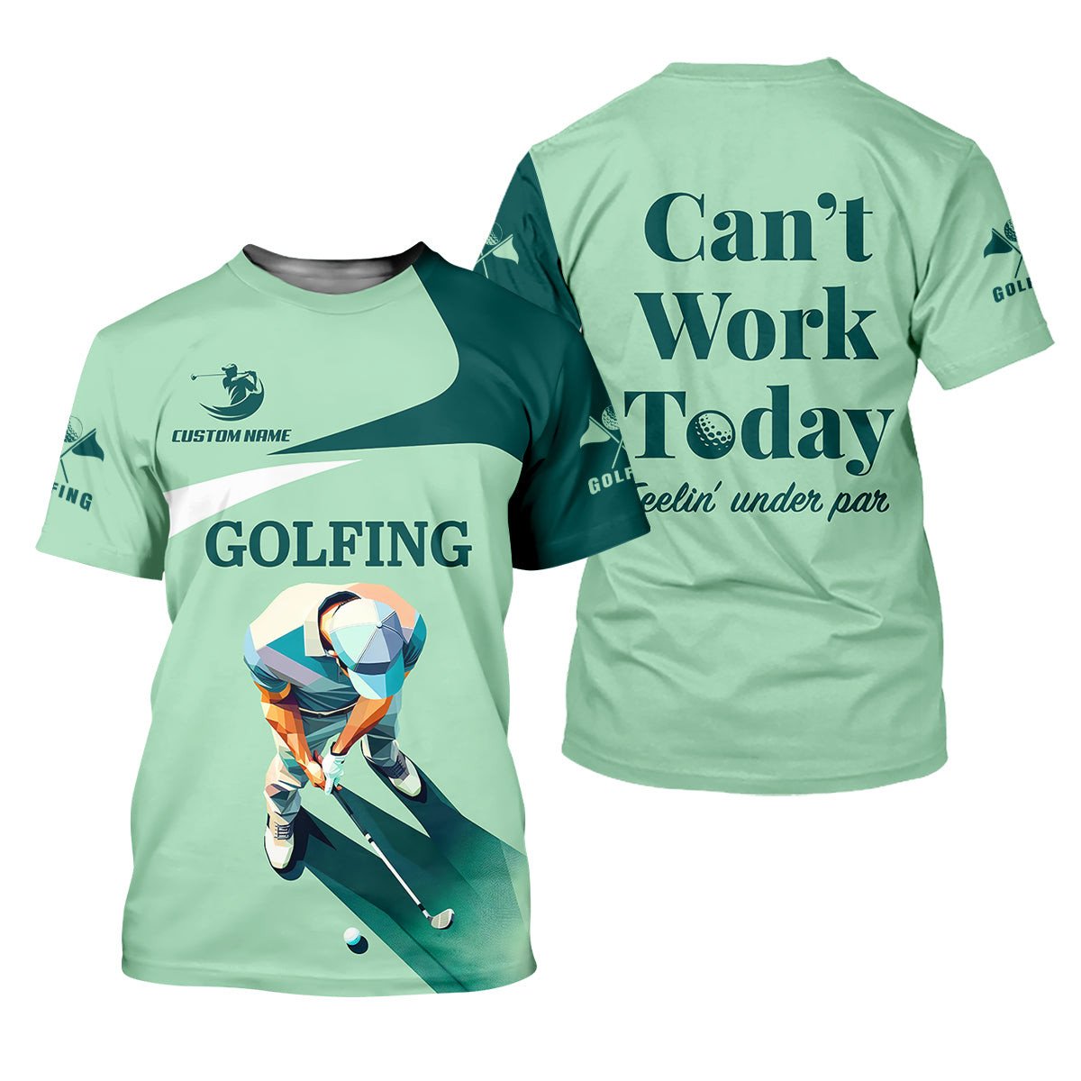 Can't Work Today Feelin Under Par Custom Men's Golf Polo Shirt, Funny Golf Shirt, Gift For Golfers SH818