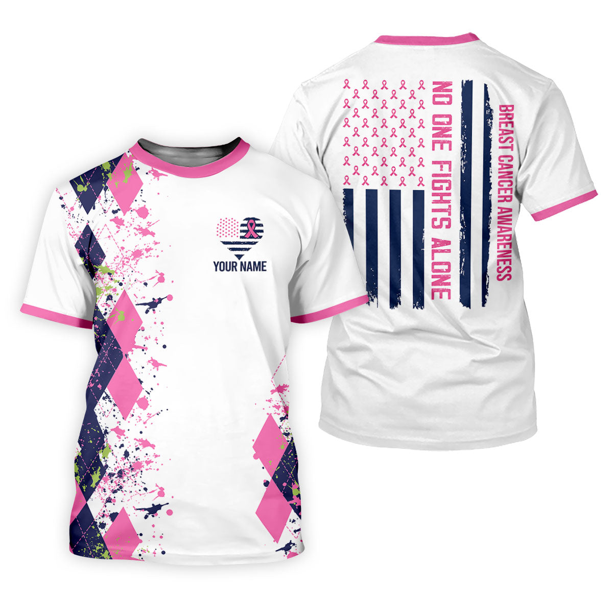 Custom No One Fights Alone Breast Cancer Shirt, Golf Shirts For Women, Ladies Golf Top SH818