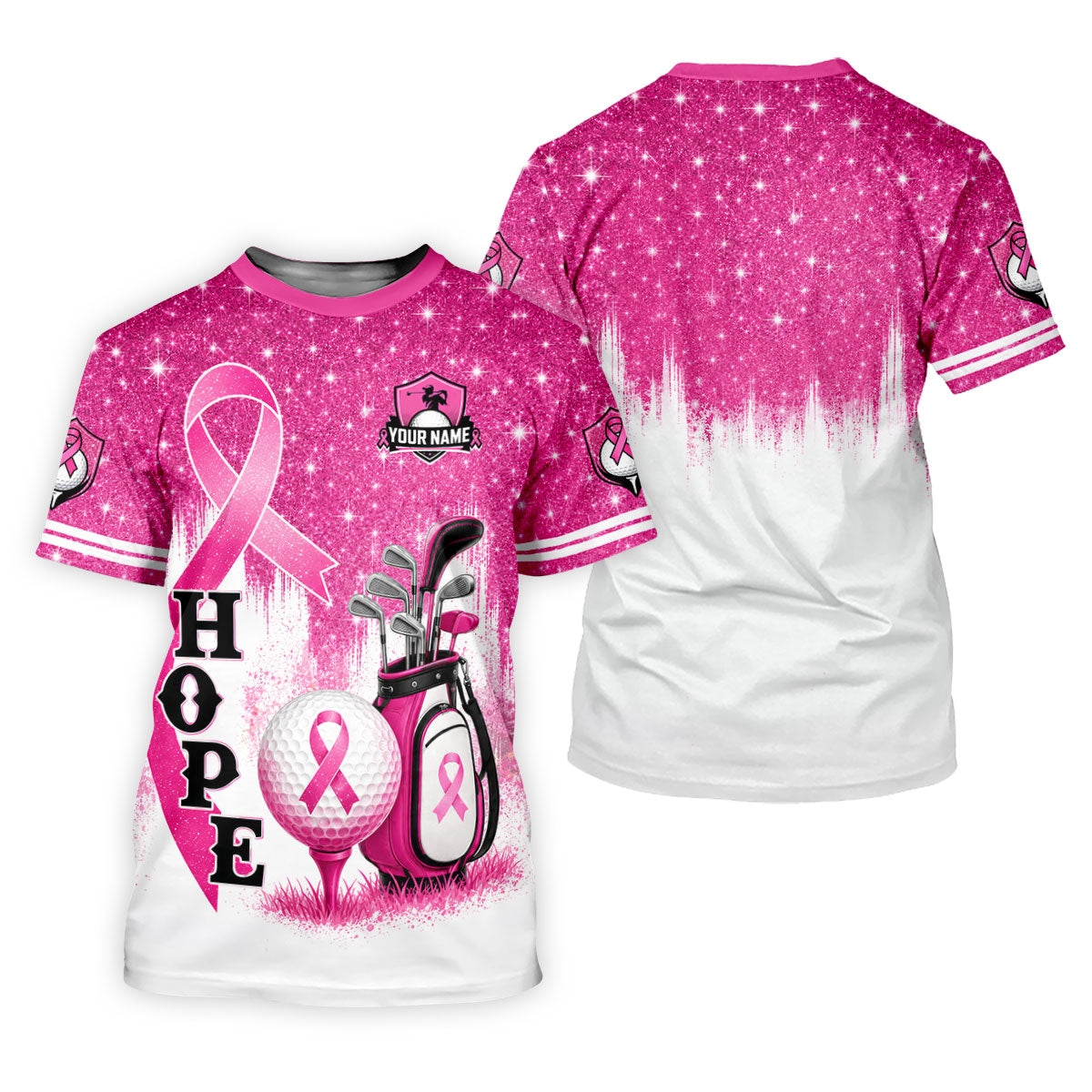 Custom Male Golfer Hope Breast Cancer Polo Shirt, Golf Shirts For Men, Mens Golf Apparel SH818