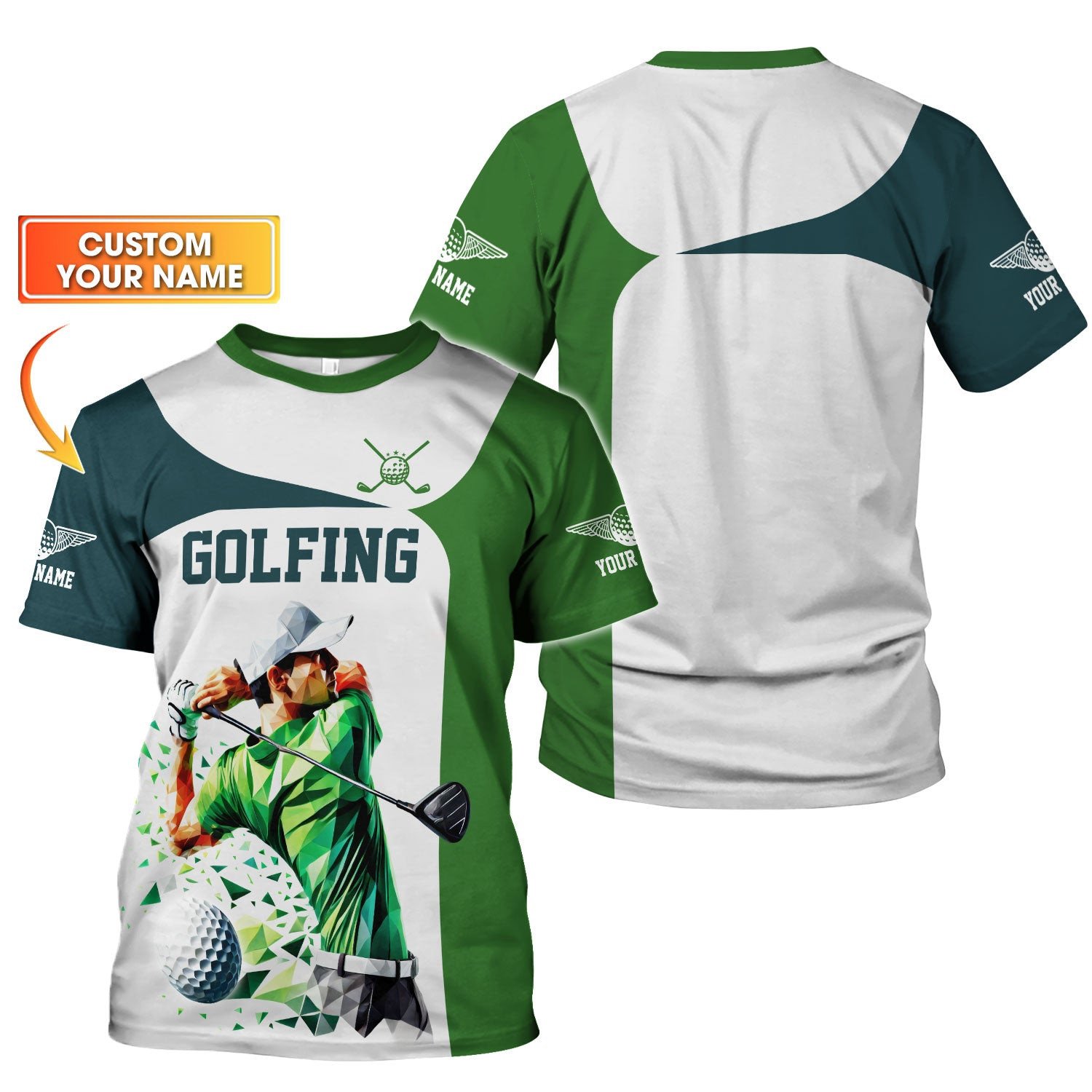 Low-Poly Golf Man, Custom Golfing Men's Golf Polo Shirt, Golf Apparel, Mens Golf Gift SH818