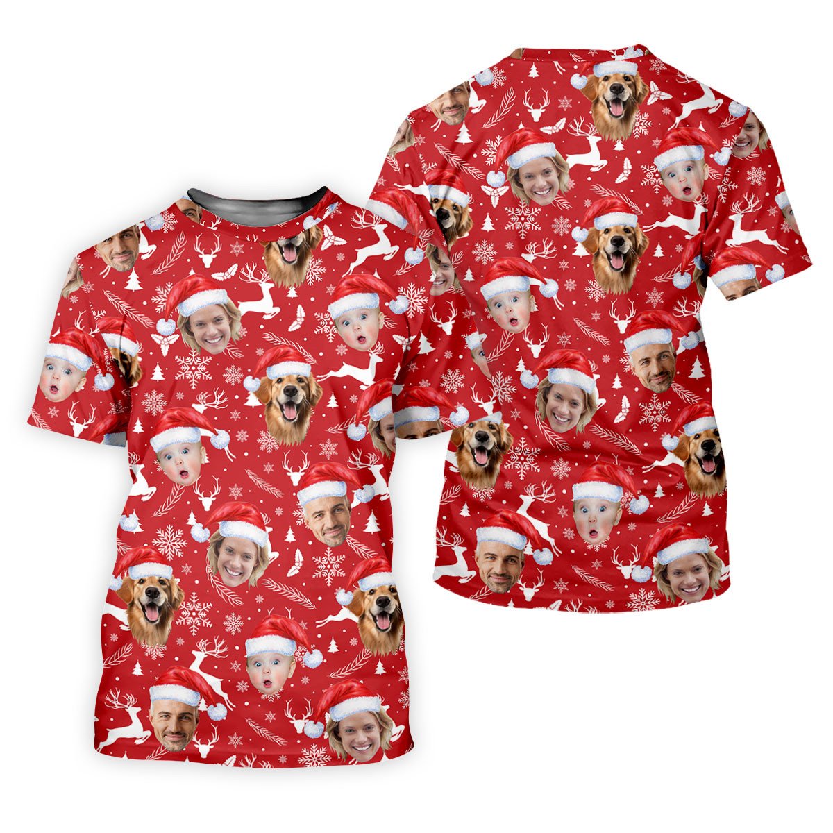 Custom Face Xmas Pattern Red Golf Shirt, Christmas Golf Shirt, Ladies Golf Shirts, Golf Gifts For Women SH818