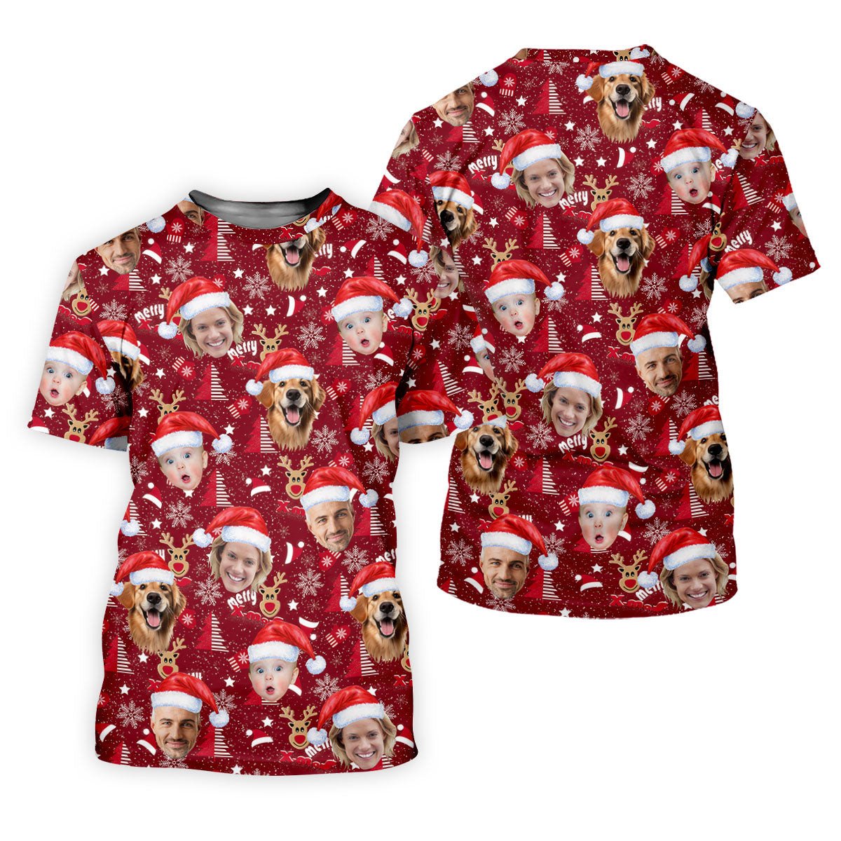 Custom Red Nose Reindeer Merry Xmas Red Golf Shirt, Christmas Golf Shirt, Polo Shirts For Men, Golf Gift For Men SH818