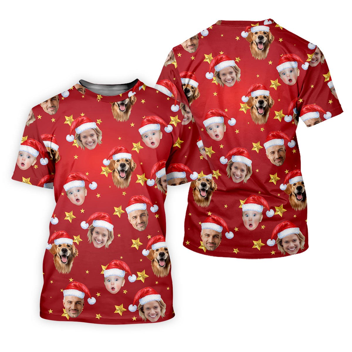 Custom Face Xmas Star Red Golf Shirt, Christmas Golf Shirt, Ladies Golf Tops, Golf Gifts For Women SH818