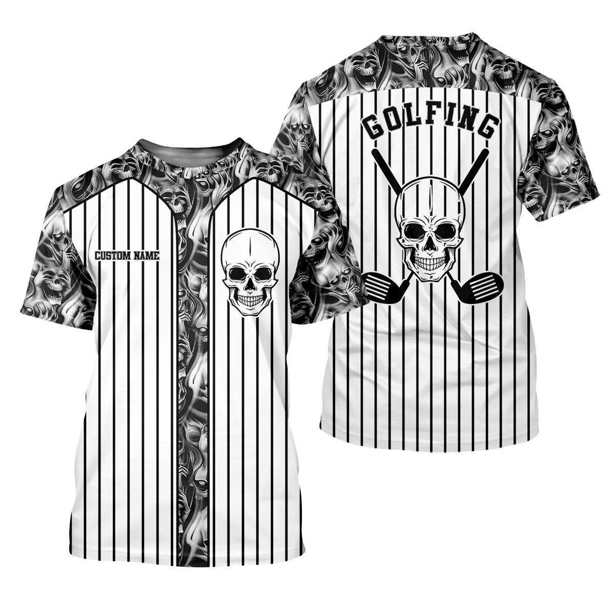 Custom Skull Polo Shirt, Golfing Apparel, Mens Golf Gift, Funny Golf Polos SH818