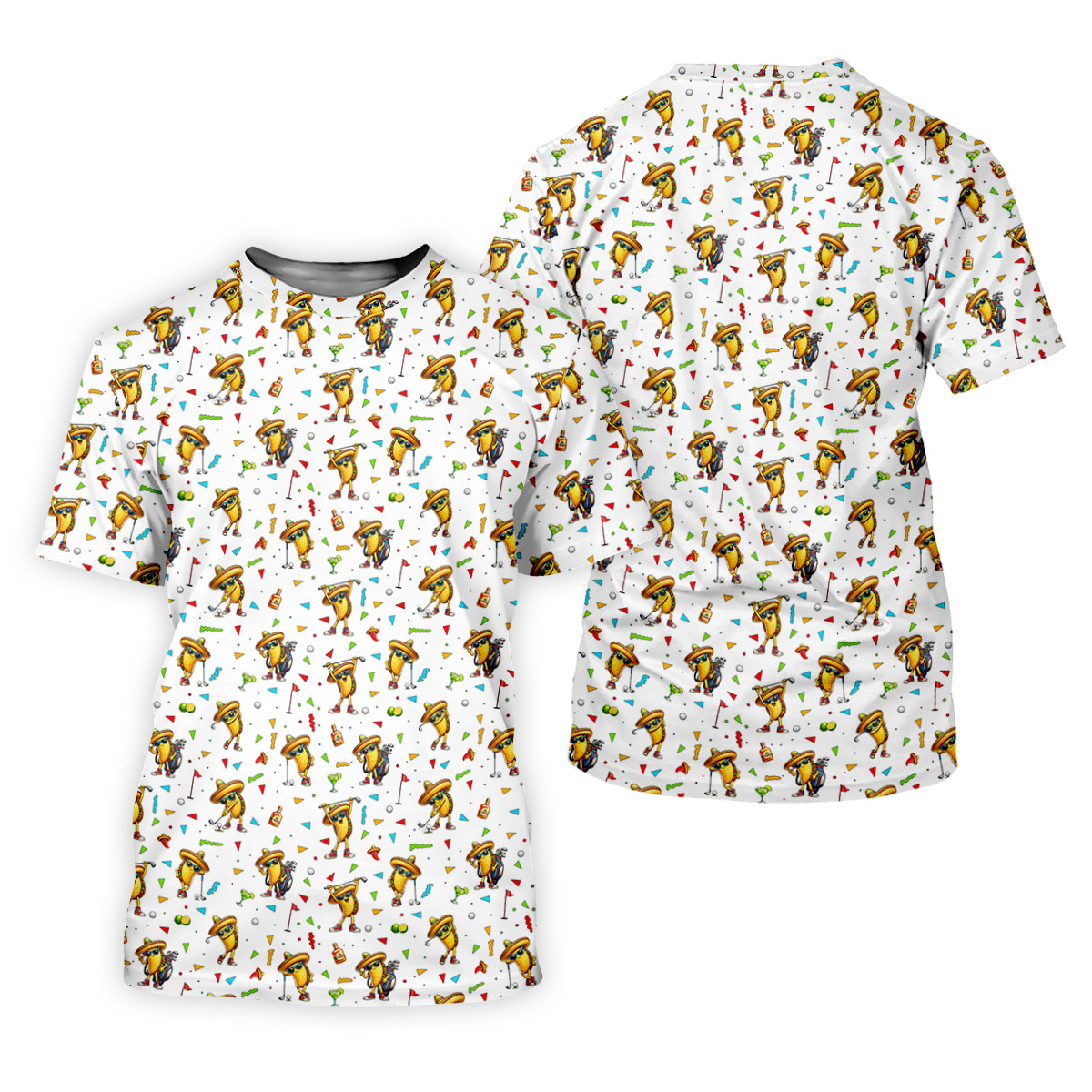 Fairway Fiesta Taco Margarita Mexico Theme White Golf Shirt, Men's Golf Shirts, Polo Shirts For Men SH818