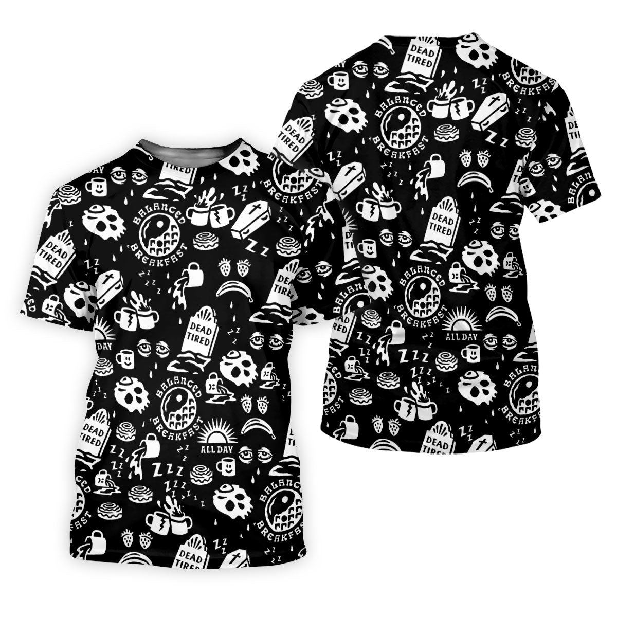 Dead Tired Coffee Breakfast Pattern Golf Shirt, Men's Golf Shirt, Golf Polo Shirts For Men SH818