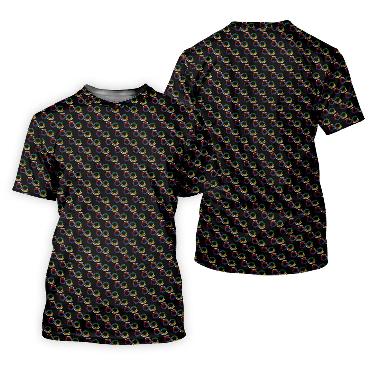 Embrace Neurodiversity Rainbow Infinity Symbol Autism Awareness Black Golf Shirt, Golf Shirts For Men SH818