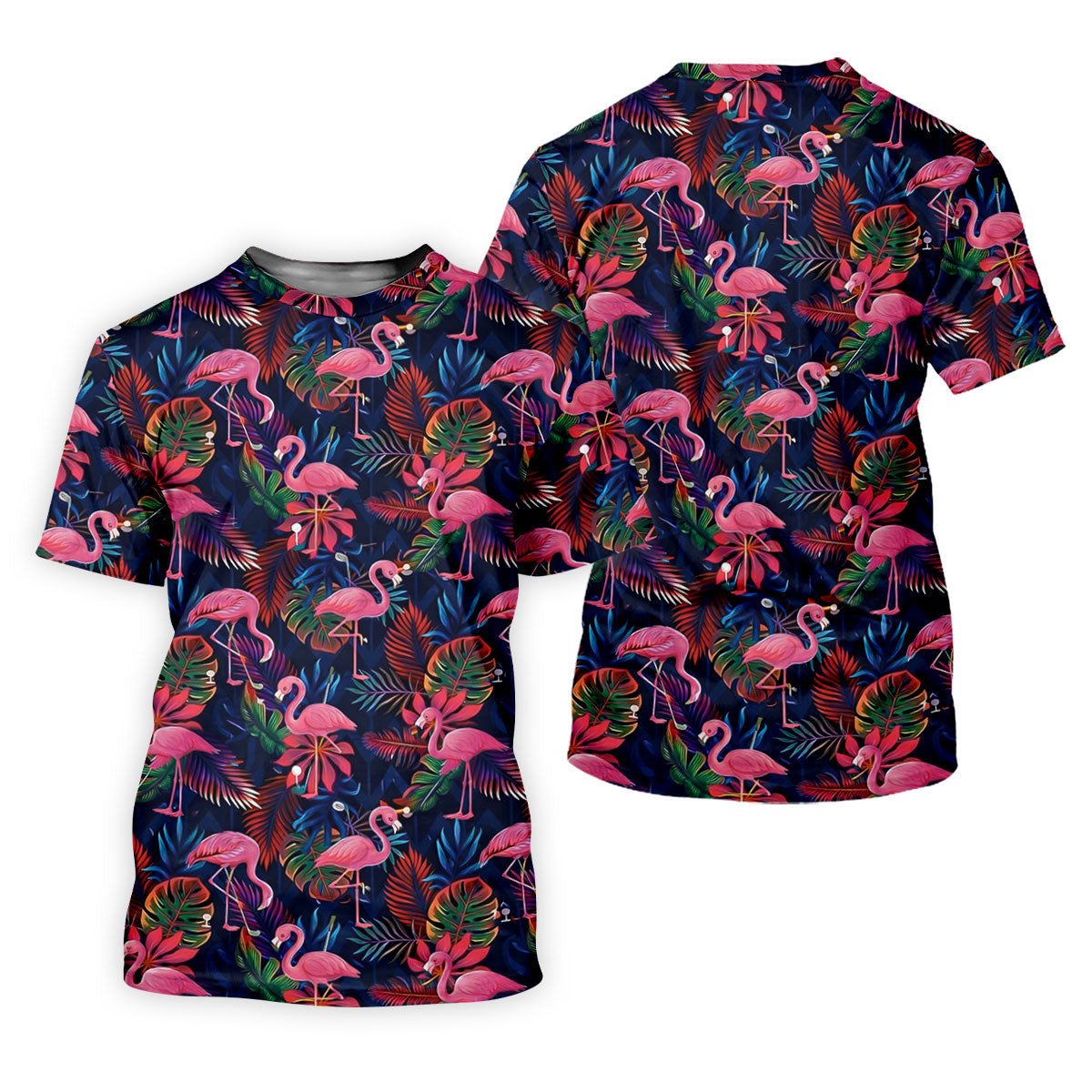 Dark Tropical Pink Flamingo Pattern Golf Shirt, Women's Golf Apparel, Hawaiian Golf Shirt, Golf Polo For Women SH818