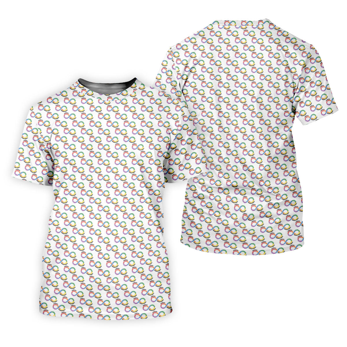 Embrace Neurodiversity Rainbow Infinity Symbol Autism Awareness White Golf Shirt, Golf Shirts For Men SH818