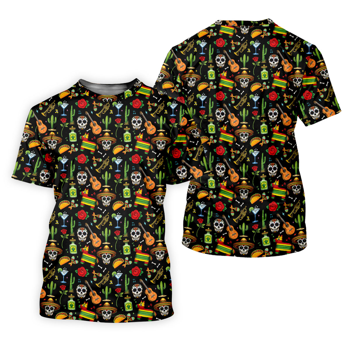 Decorated Skulls Party Items Cinco De Mayo Celebration Fiesta Themed Black Golf Shirt For Women SH818