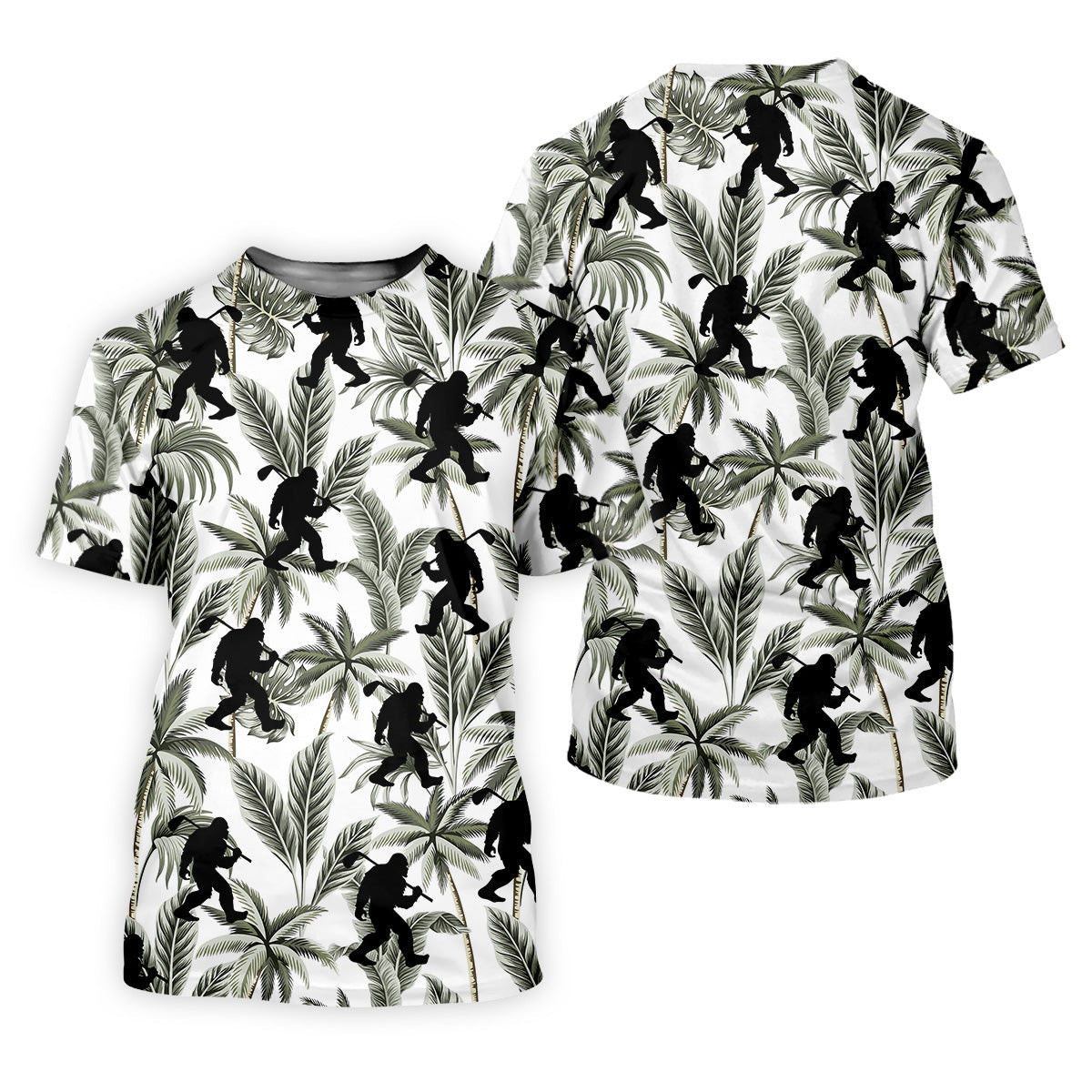 Funny Bigfoot Tropical Palm Leaves Golf Shirt For Women, Ladies Sleeveless Polo, Ladies Golf Shirts SH818