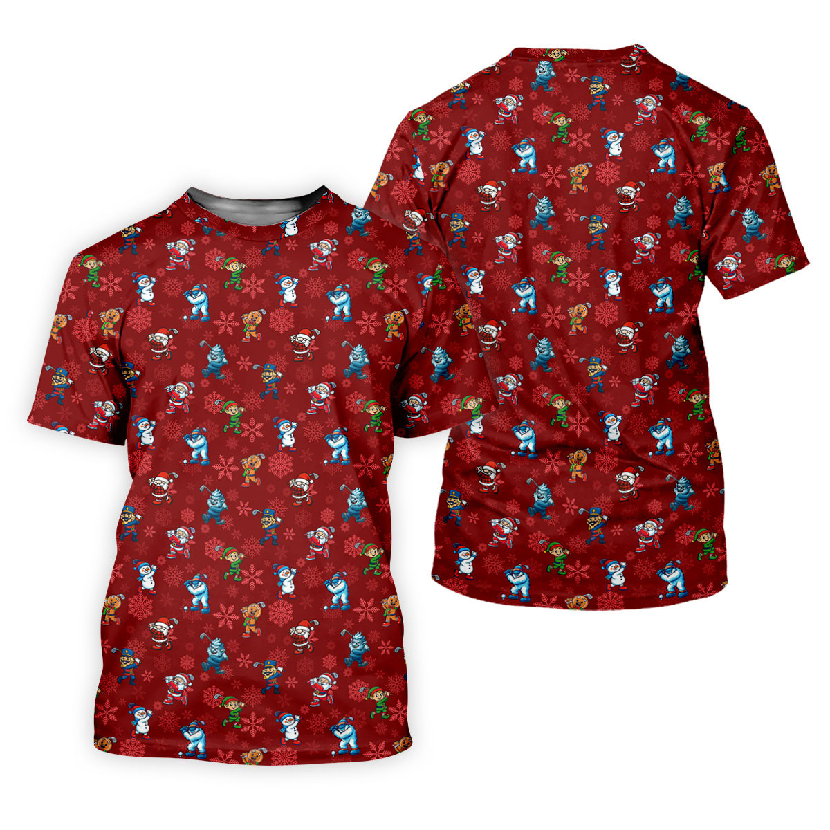 Funny Christmas Characters Golf Pose Red Golf Shirt, Christmas Golf Shirt, Ladies Golf Shirts, Women's Polo Shirt SH818