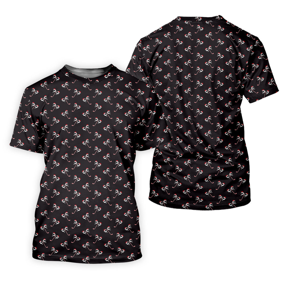 Funny Christmas Candy Cane Pattern Black Golf Shirt, Christmas Golf Shirt, Golf Gifts For Women SH818