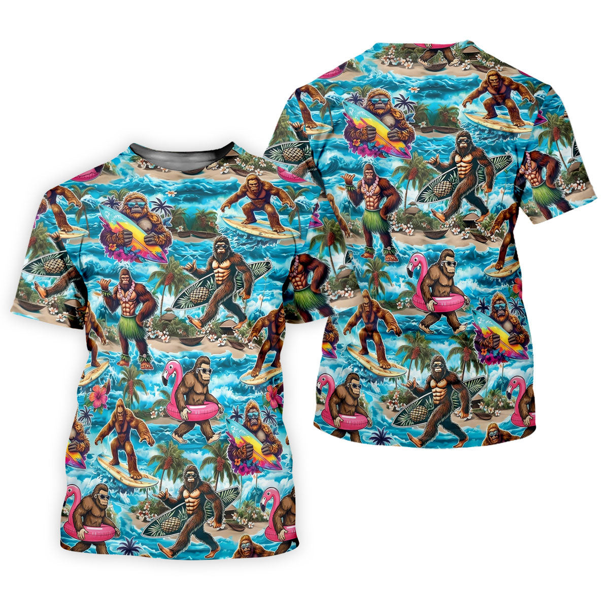 Funny Bigfoot Hawaiian Golf Shirt, Beach Theme Women's Golf Tops, Ladies Golf Shirts SH818