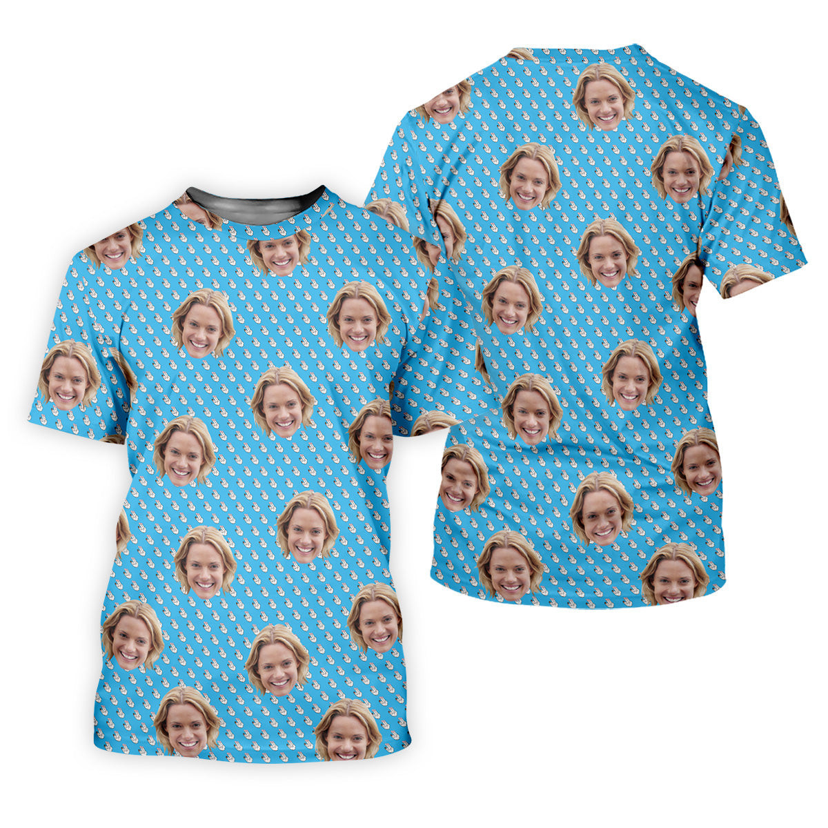Funny Hands Blue Golf Polo Shirt, Custom Face Golf Shirt, Fun Womens Golf Shirts, Ladies Golf Shirt SH818