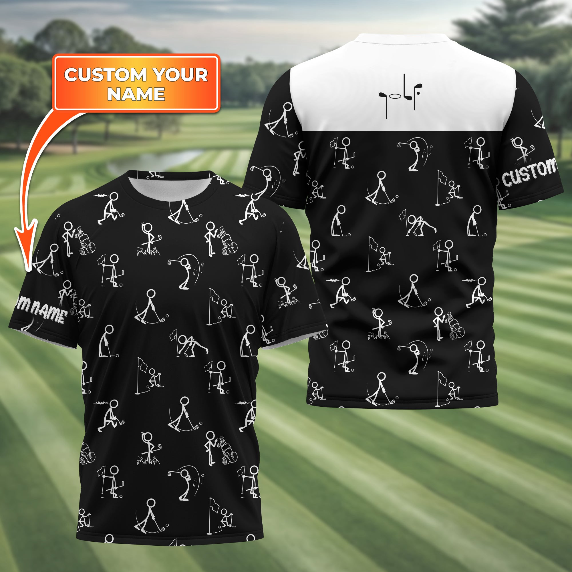 Funny Stick Figure Golf Polo Shirt, Gift For Golfers, Golf Gift For Him SH818