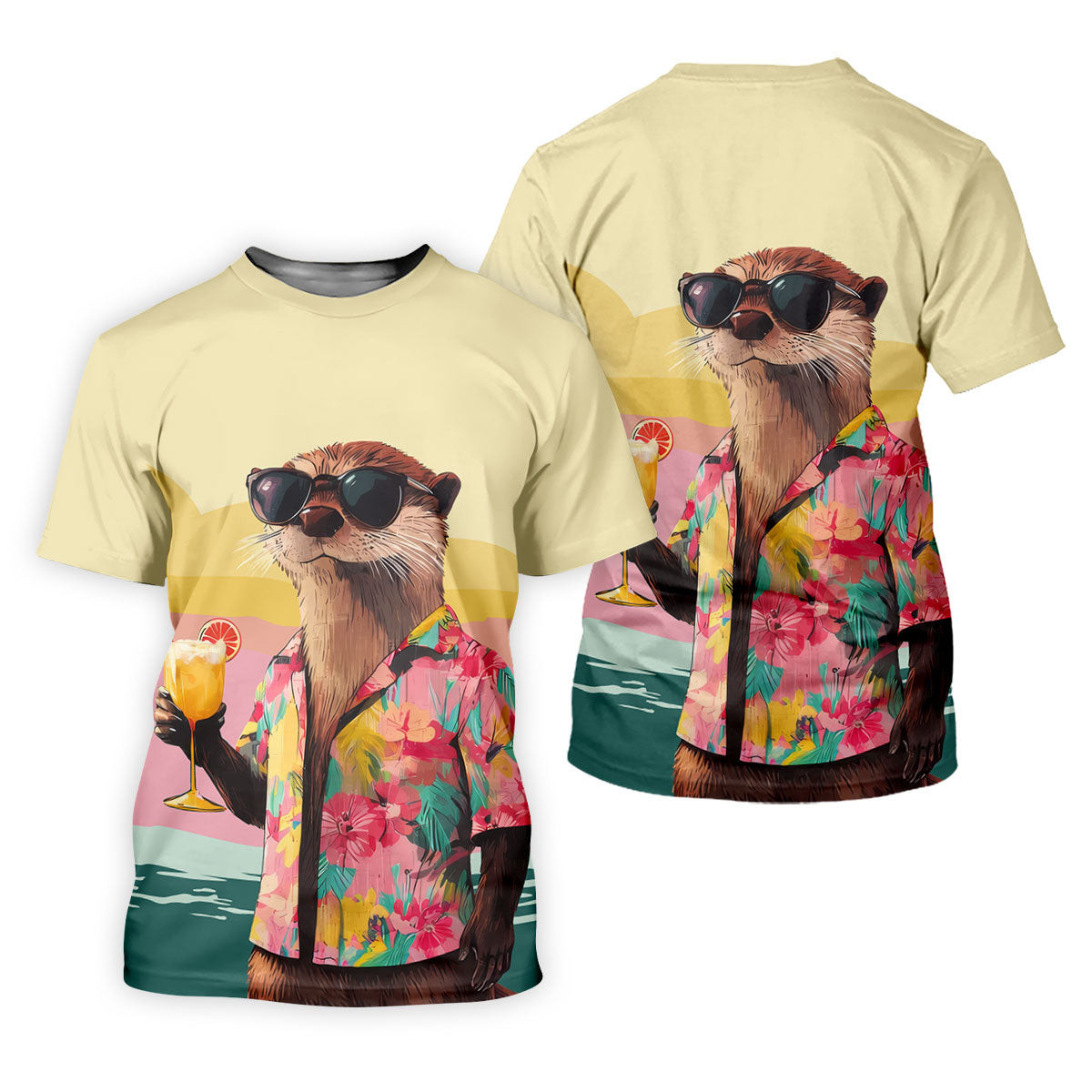 Funny Otter Tropical Theme Hawaiian Golf Shirt, Polo Shirts For Men, Golfing Apparel SH818