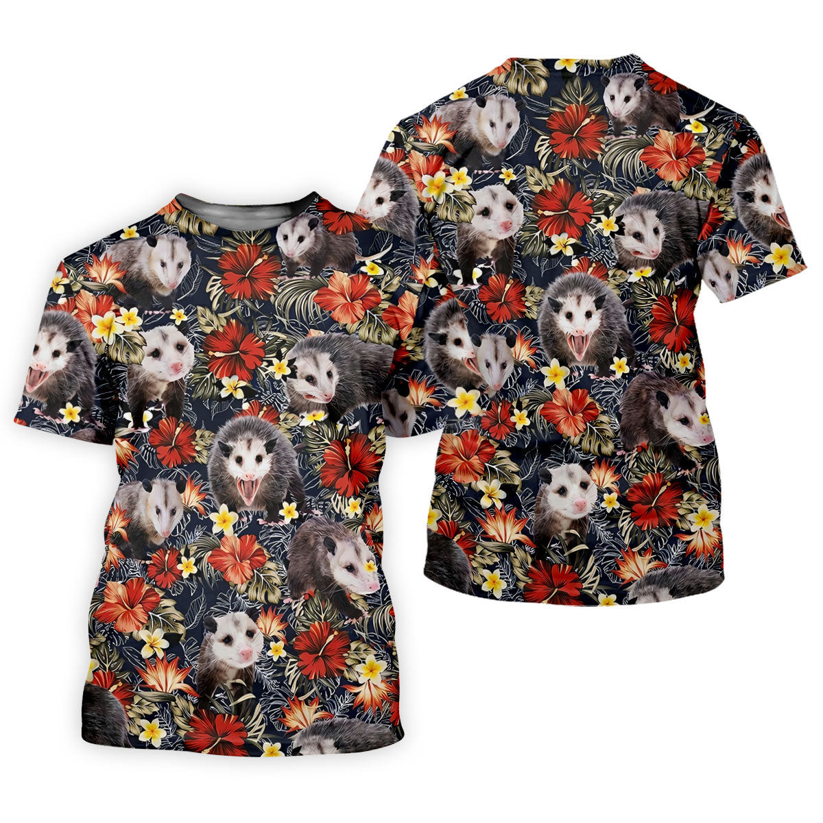 Cute Possums Hibiscus Flowers Golf Polo, Island Foliage Hawaiian Golf Shirt, Golf Tops For Women, Golfing Apparel SH818