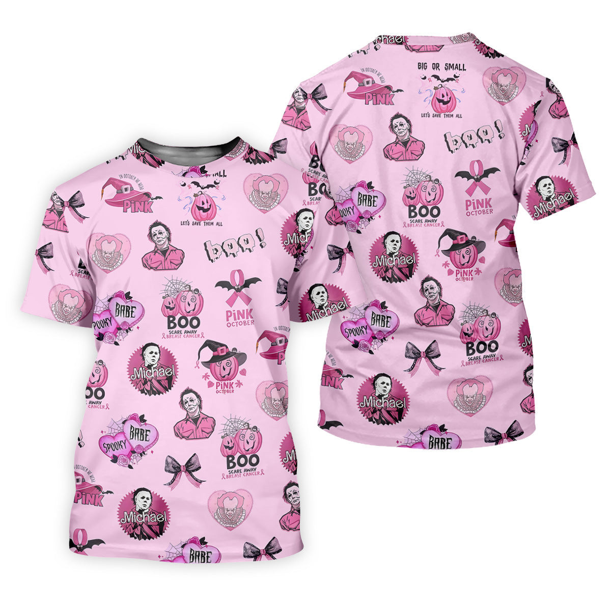 Funny Michael Horror Character Men's Golf Shirt, Pink October Shirt, Halloween Golf Shirt, Men's Golf Shirt SH818