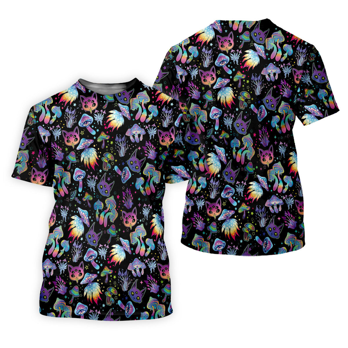 Funny Neon Cat Alien Mushroom Women Golf Shirt, Cute Golf Outfit, Ladies Golf Polos, Golfing Apparel SH818
