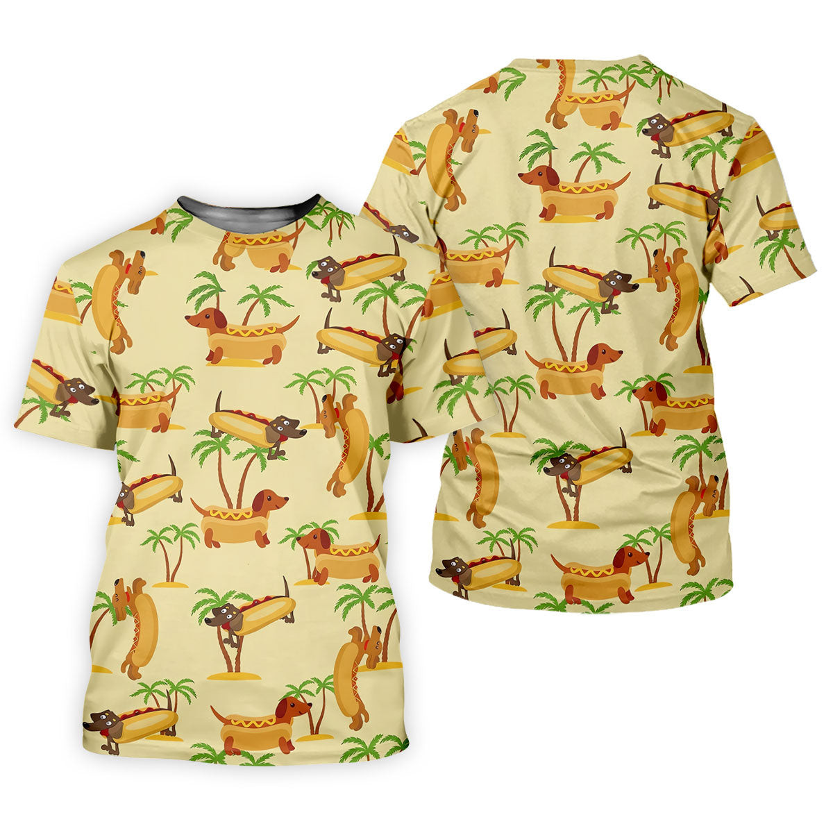 Funny Hot Dog Dachshund Tropical Hawaiian Golf Shirt, Mens Golf Polo, Printed Golf Shirts SH818