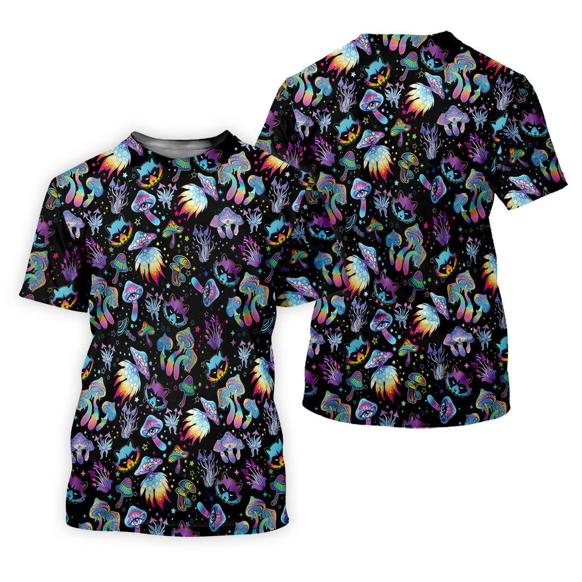 Funny Neon Cat Alien Mushroom Women Golf Shirt, Ladies Golf Polos, Cool Golf Gift SH818