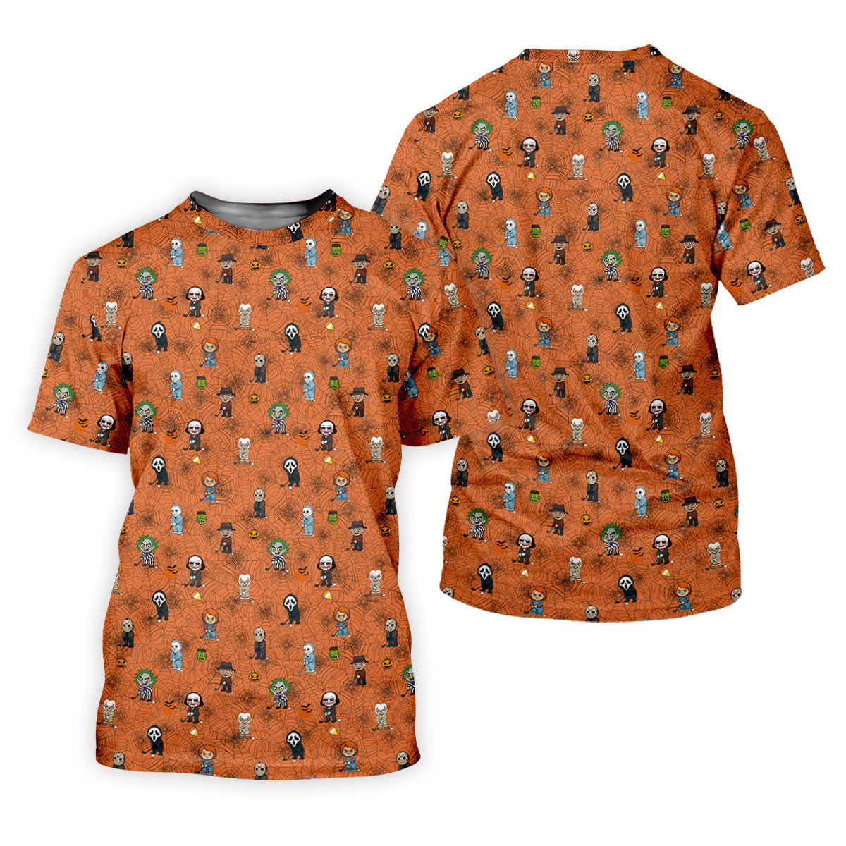 Funny Horror Character Orange Golf Polo Shirt, Horror Movie Shirt, Halloween Golf Shirt, Womens Golf Polo SH818