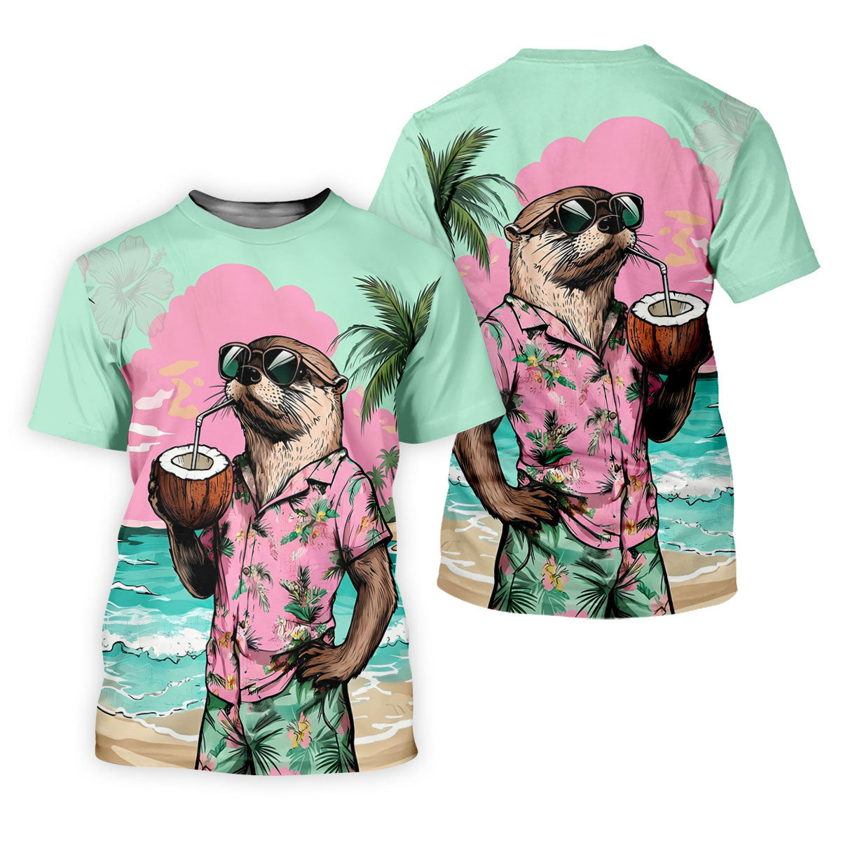 Funny Otter Tropical Summer Hawaiian Golf Shirt, Polo Shirts For Men, Golfing Apparel SH818