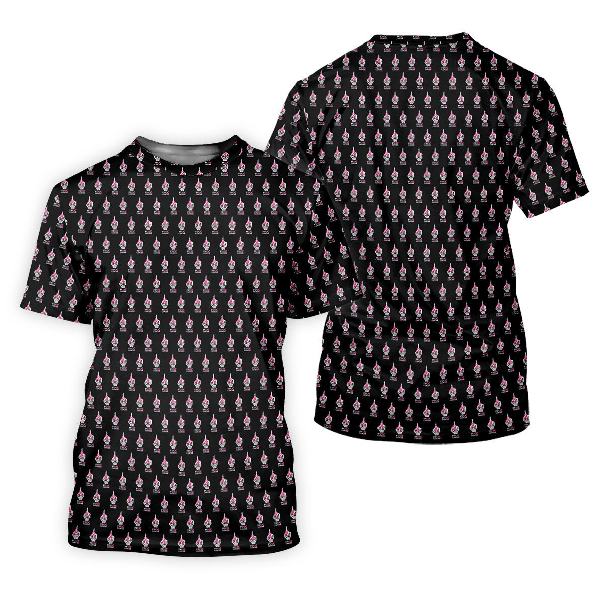 Funny Middle Finger Black Men's Golf Shirt, Fun Golf Shirts For Men, Breast Cancer Support Shirt SH818