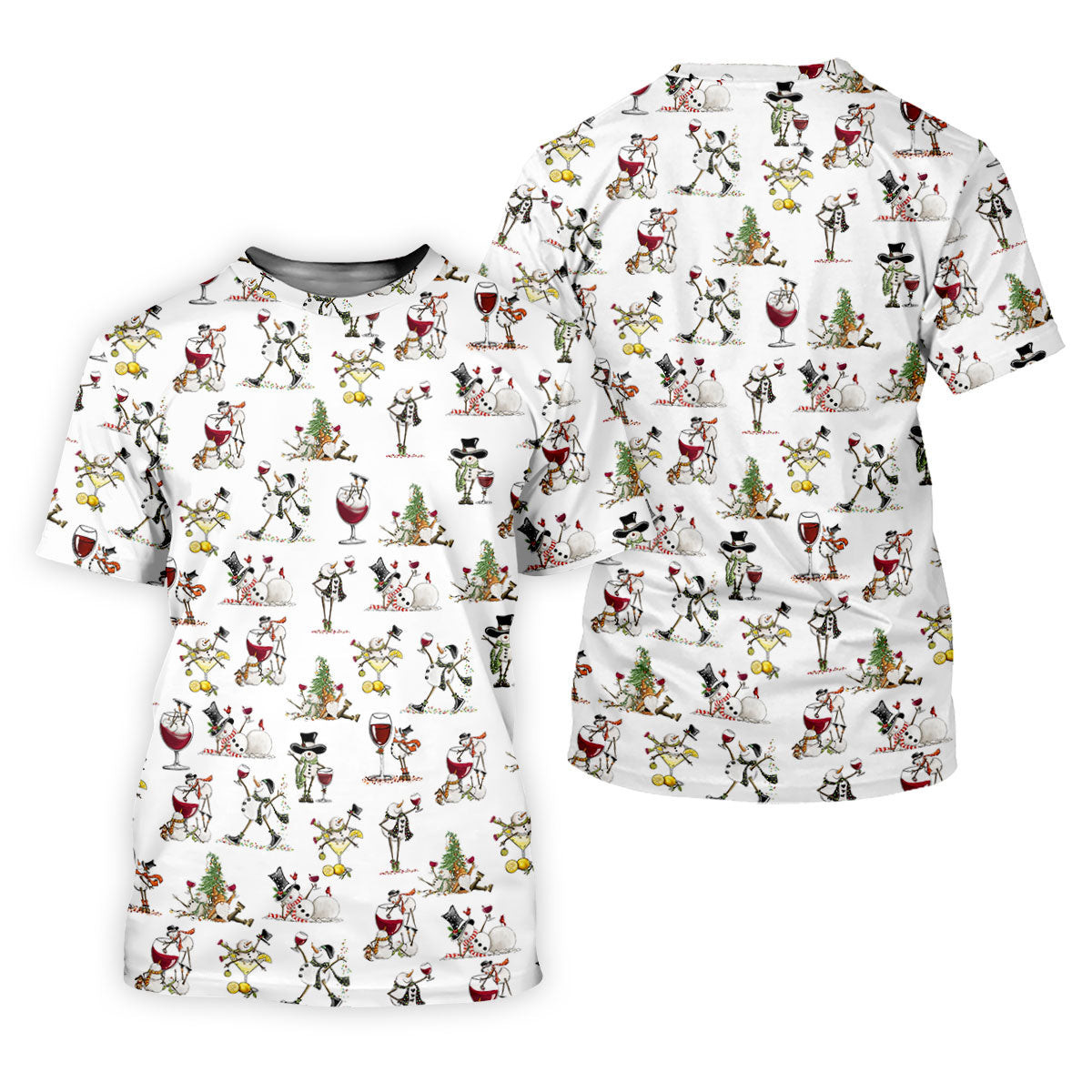 Funny Snowman Drinking Wine White Golf Shirt, Christmas Golf Shirt, Polo Shirts For Men, Golf Gift For Men SH818