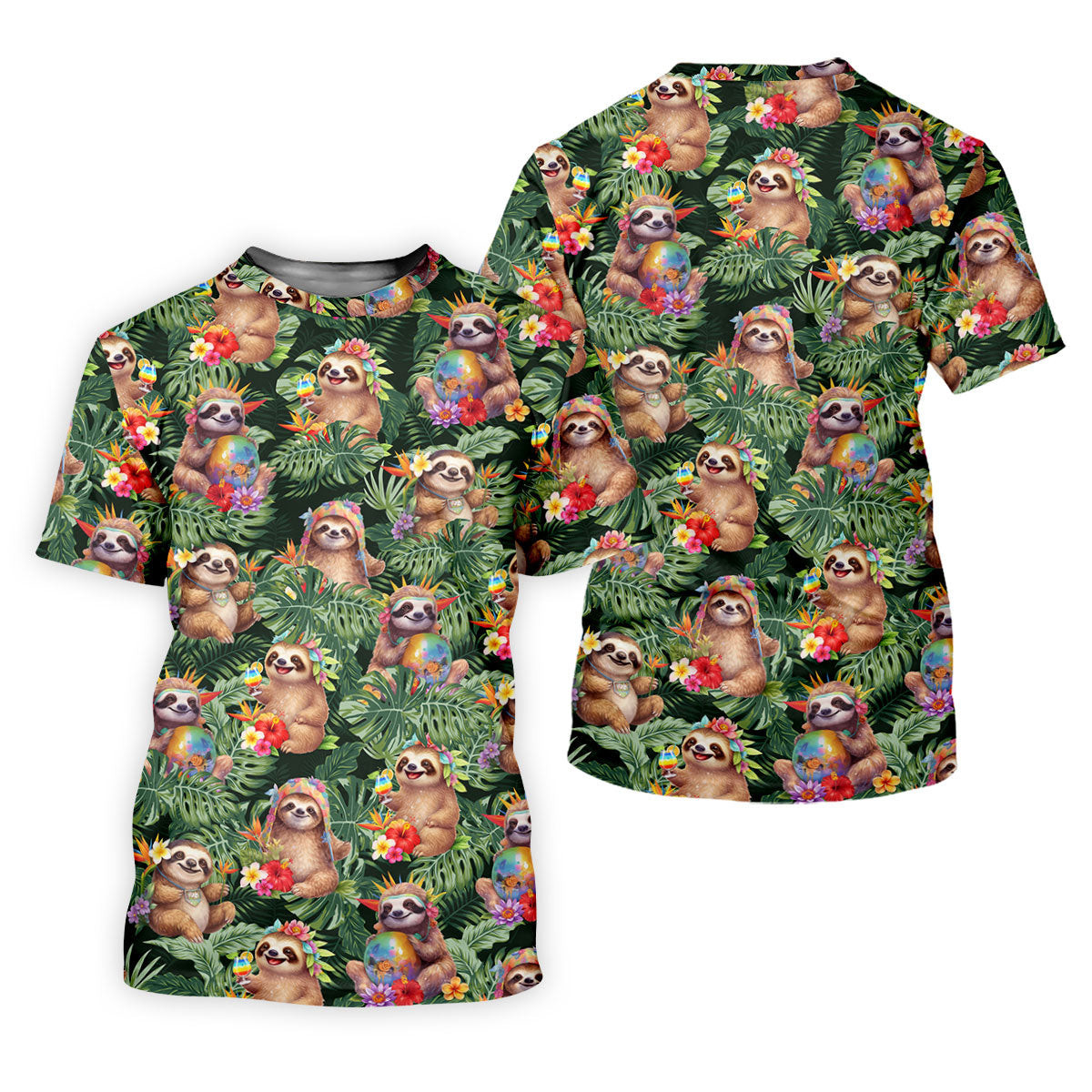 Funny Sloth Hawaiian Summer Ladies Golf Tops, Golf Shirt For Women, Ladies Golf Shirts SH818