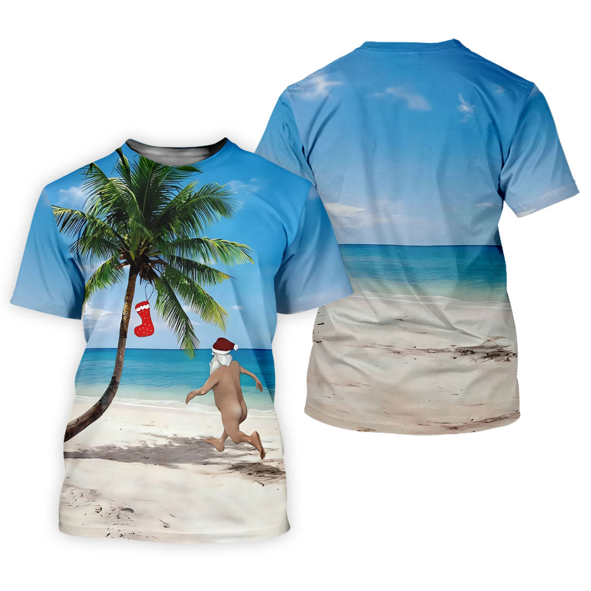 Funny Santa Running On Tropical Beach Christmas Golf Shirt, Women's Golf Tops, Golf Shirts For Women SH818