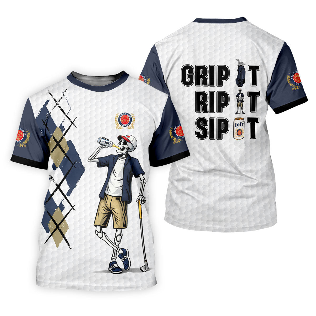 Funny Skeleton Golfer Drinking Beer Polo Shirt, Women's Golf Apparel, Ladies Golf Shirts SH818