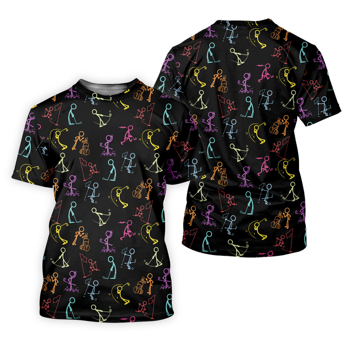 Funny Stickman Golfer Pose Black Golf Shirt, Unique Gift For Golfer, Ladies Golf Polos, Women's Polo Shirt SH818