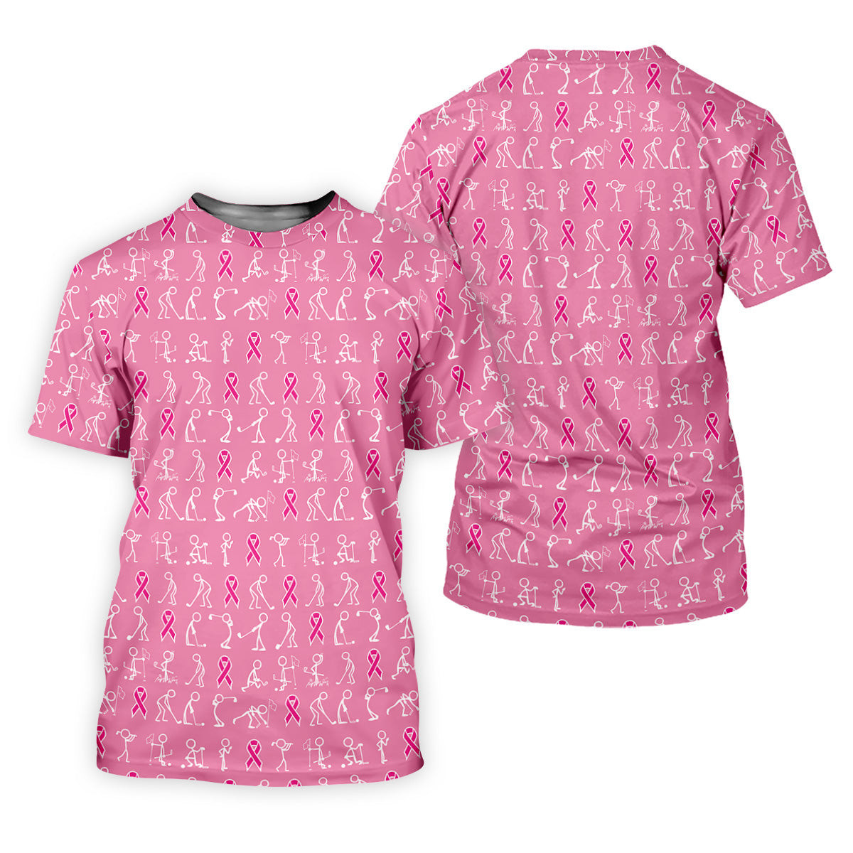 Funny Stick Figure Womens Golf Shirt, Breast Cancer Awareness Shirt, Pink Golf Shirt, Ladies Golf Shirt SH818