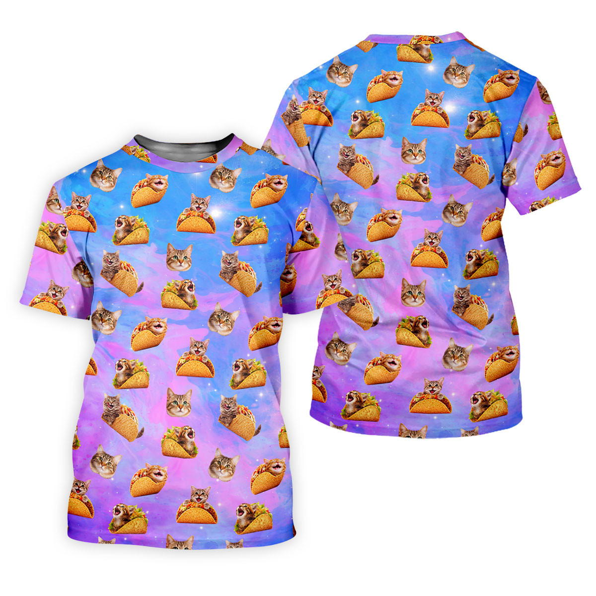 Funny Taco Cat Galaxy Pattern Golf Shirt, Mens Golf Apparel, Polo Shirts For Men SH818