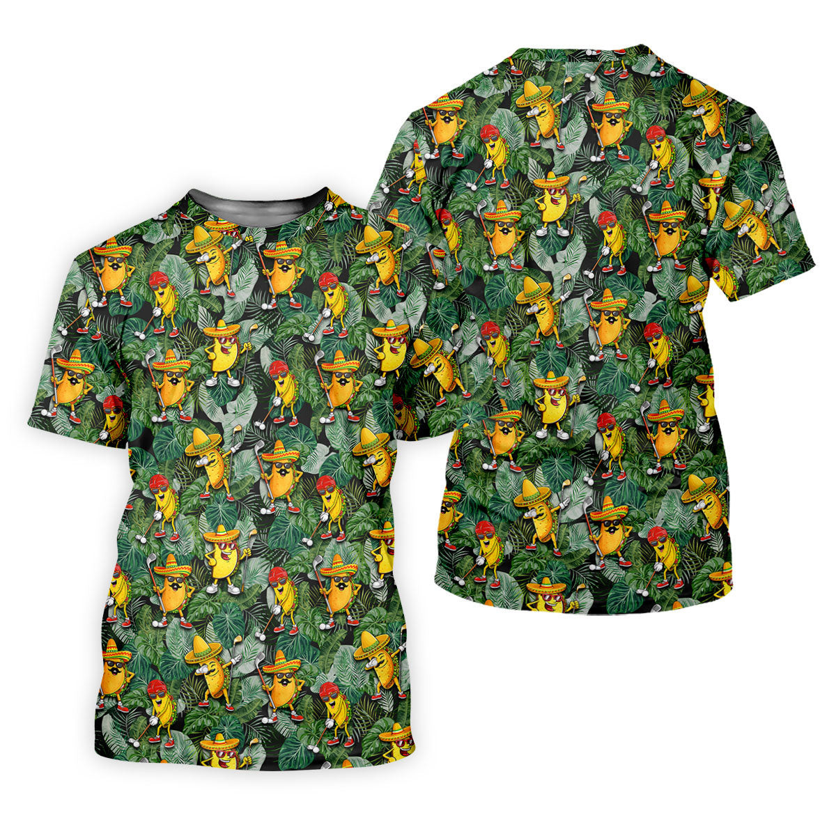 Funny Taco Golf Pose Tropical Men's Polo Shirt, Cinco De Mayo Fiesta Golf Shirt, Golf Shirts For Men SH818