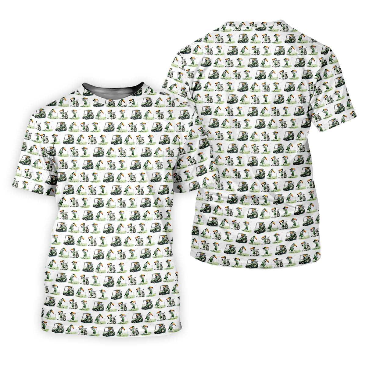 Funny Toucan Golf Pose White And Green Ladies Golf Tops, Fun Women's Golf Shirts, Golf Shirt For Women SH818
