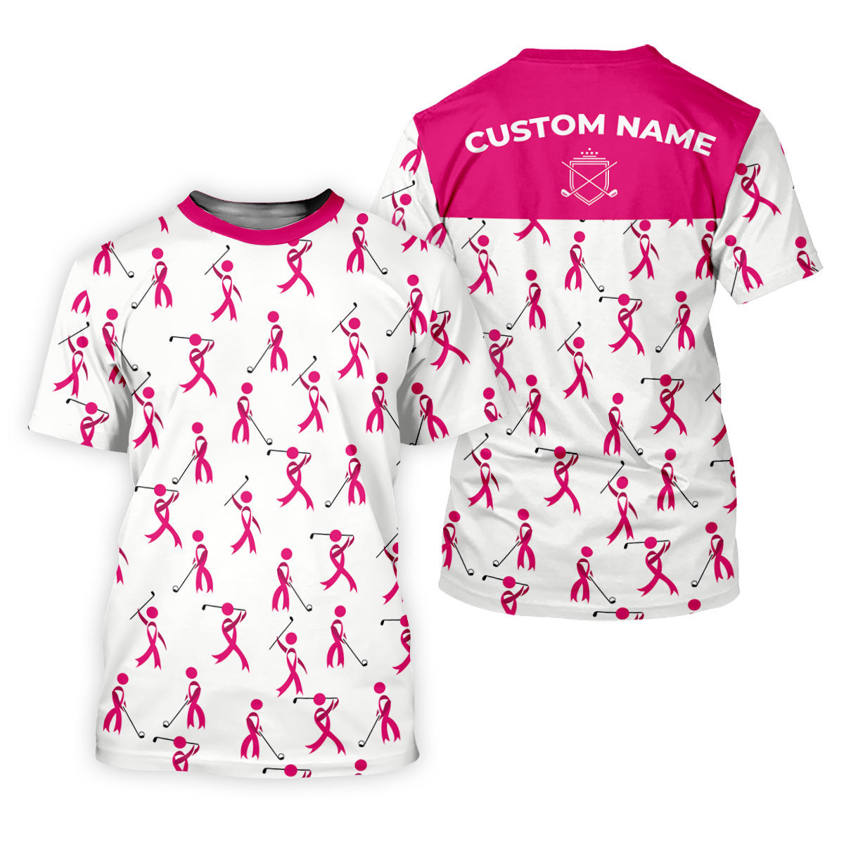 Funny Stick Figure Breast Cancer Golf Shirt, Fun Golf Shirts For Men, Breast Cancer Support Shirt SH818