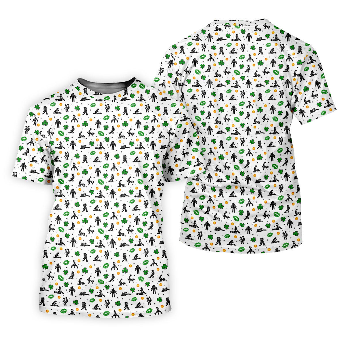 Funny Stick Figure Naughty Position Shamrock St Patrick's Day Golf Shirt, Performance Golf Shirt, Polo Shirts For Men SH818