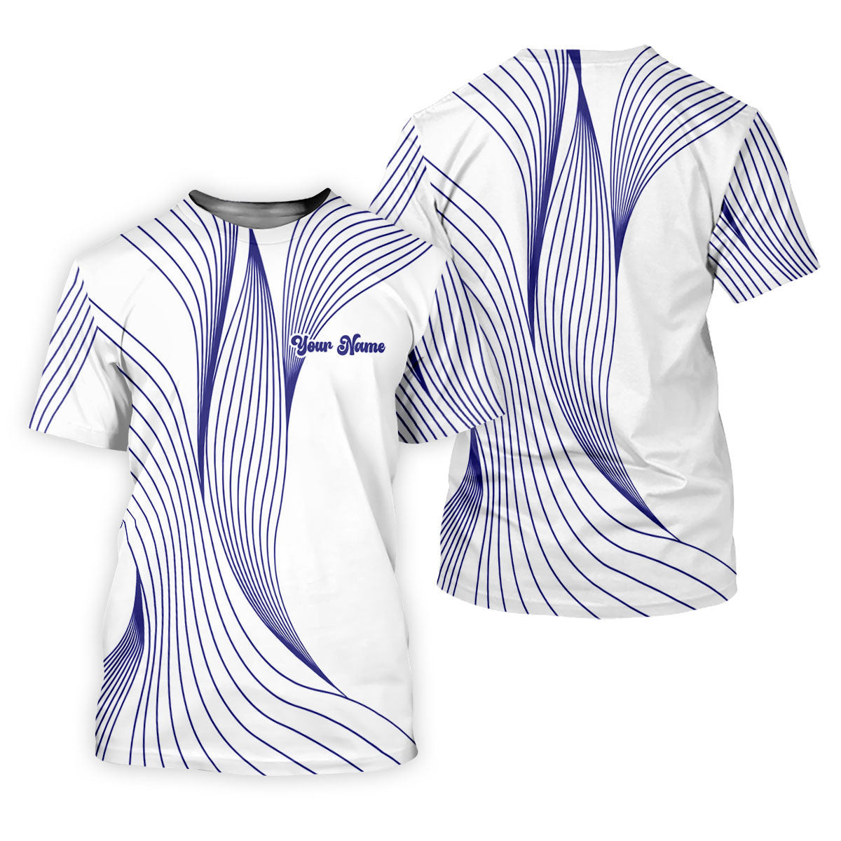 Geometric Line Wavy Line Purple And White Custom Name Women's Golf Tops, Ladies Golf Shirts, Women's Polo Shirt SH818
