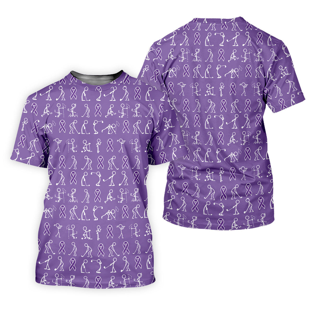 Funny Stick Figure Women's Golf Shirt, Pancreatic Cancer Awareness Shirt, Purple Golf Shirt, Golf Shirts For Women SH818